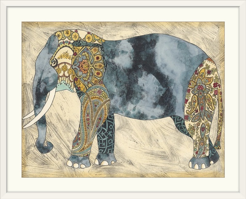 " Royal Elephant ", 20" H x 24" W x 1" D, White Framed