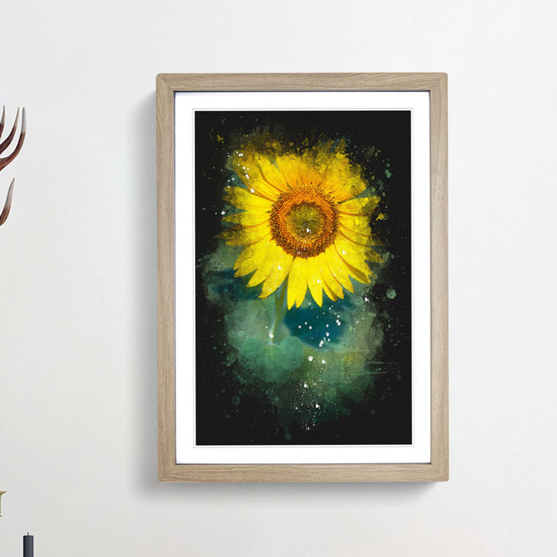 The Sunflower - Picture Frame Painting Print, Oak Framed, 33cm H x 24cm W x 2cm D