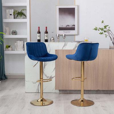 Ensemble de 2 tabourets de bar pivotants avec repose-pieds et base chromés