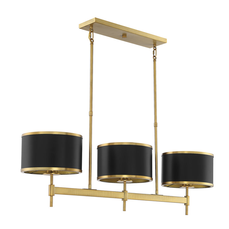Braselton 3 - Light Kitchen Island Pendant, Brass, Black