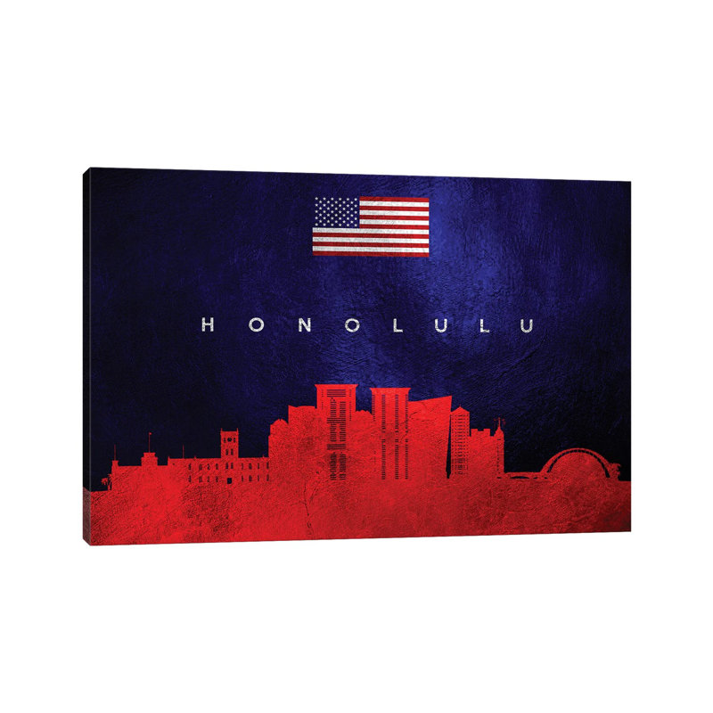 Honolulu Hawaii Skyline by Adrian Baldovino - Wrapped Canvas Print, 30.48 cm H x 45.72 cm W