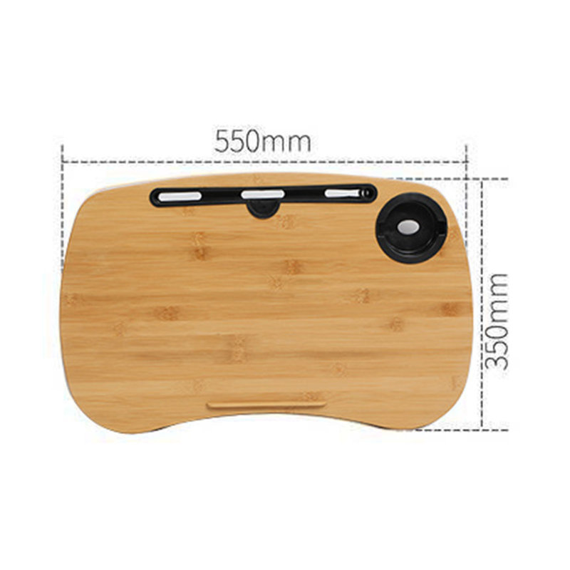 Table de lit en bambou avec base de coussin, prises antidérapantes, tablette pour ordinateur portable, plateau de lit robuste en bambou naturel