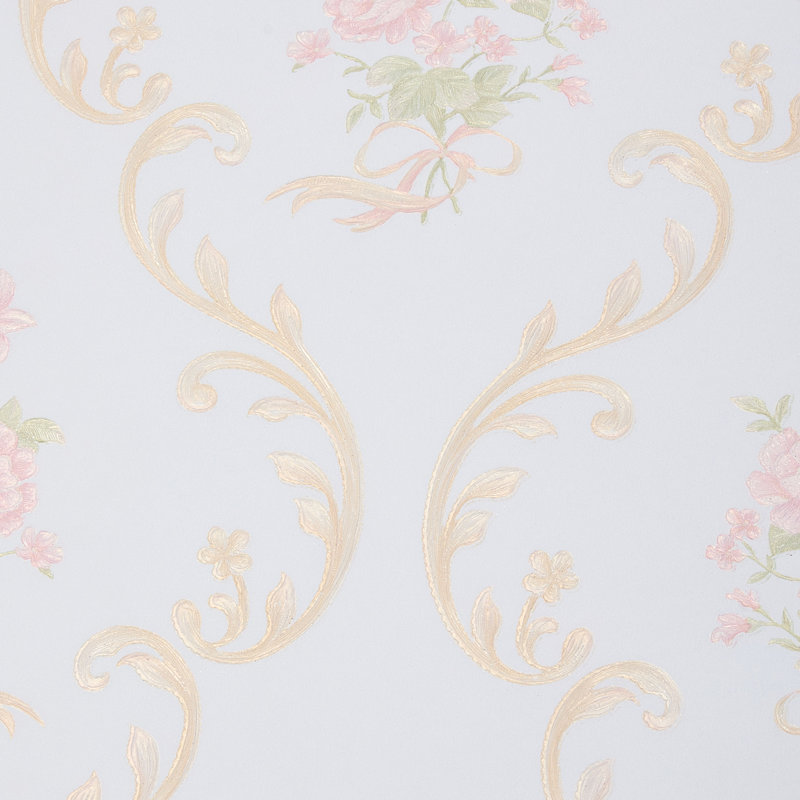 Non-Pasted Non-Woven 3D Embossed Wallpaper Roll, Pink/White
