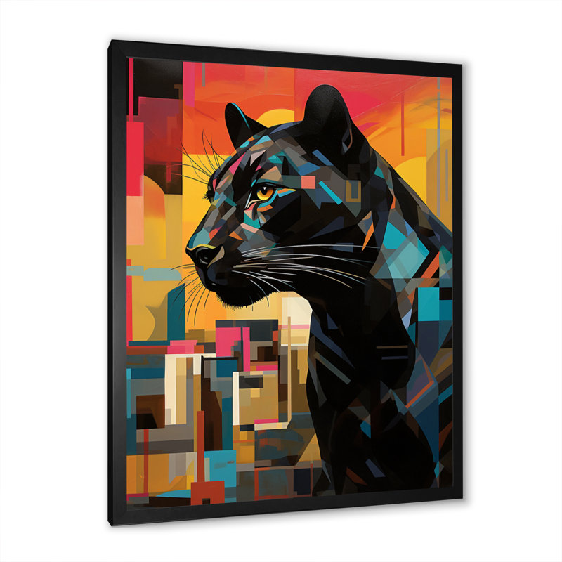 Popart sur fond noir et orange, H 20 po x l 12 po x P 1 po, Cadre photo noir