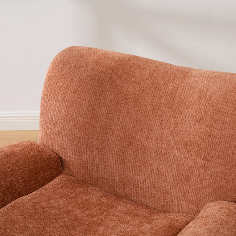 Fauteuil en chenille rembourré avec sièges profonds, Orange