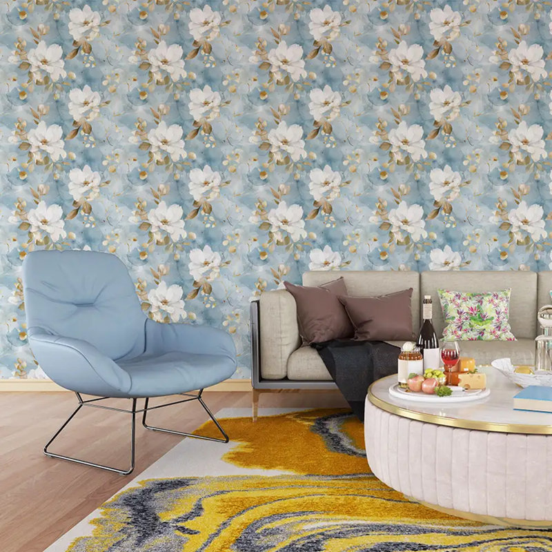 Rouleau de papier peint à motif floral doré rétro chinois