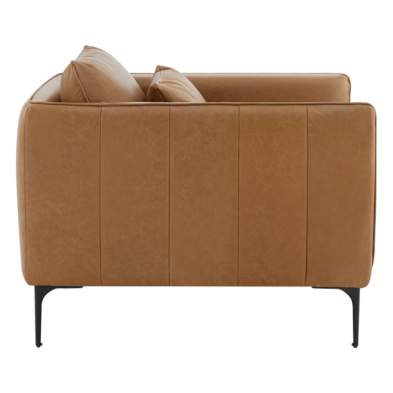 Rae Genuine Leather Upholstered Armchair, Marseille Brown Genuine Leather