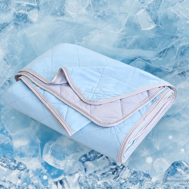 Reversible Cooling Blanket for Summer, Cool Touch Comforter for Camping Mats, Pets ,Quick Drying, 200cm x 150cm, Sky Blue