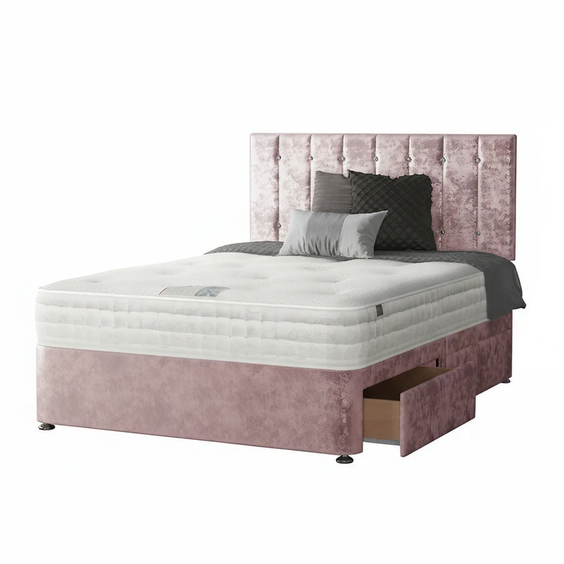 Fain Divan Bed Base, 2 Right Drawers, Pink, Single (3')