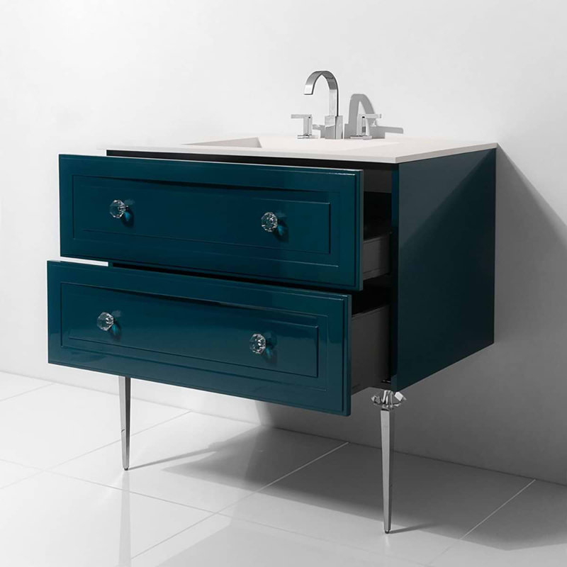 Alma 30.25" Wall Mounted Single Bathroom Vanity with Top, Turchese Blue