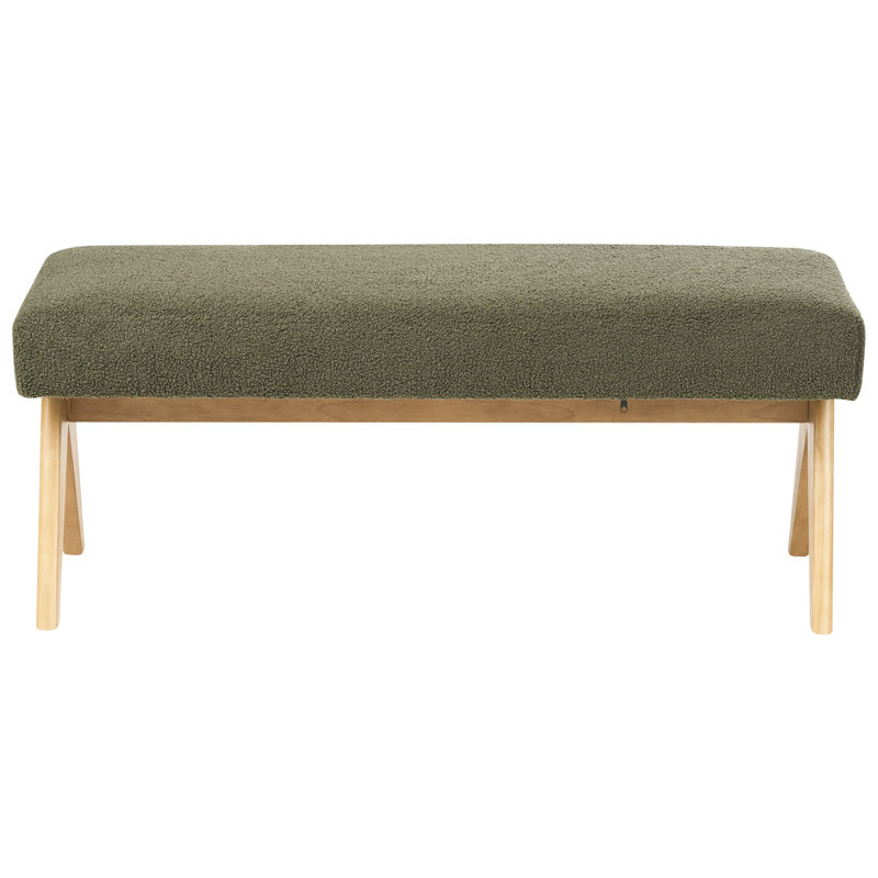 Bench Drumheller Boucle, Green, Light Brown Wood