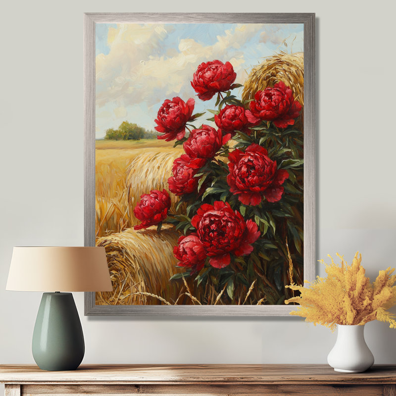 Drever - Art mural floral, H 32 po x l 16 po, Argent argent, Reproduction encadrée d'une seule photo
