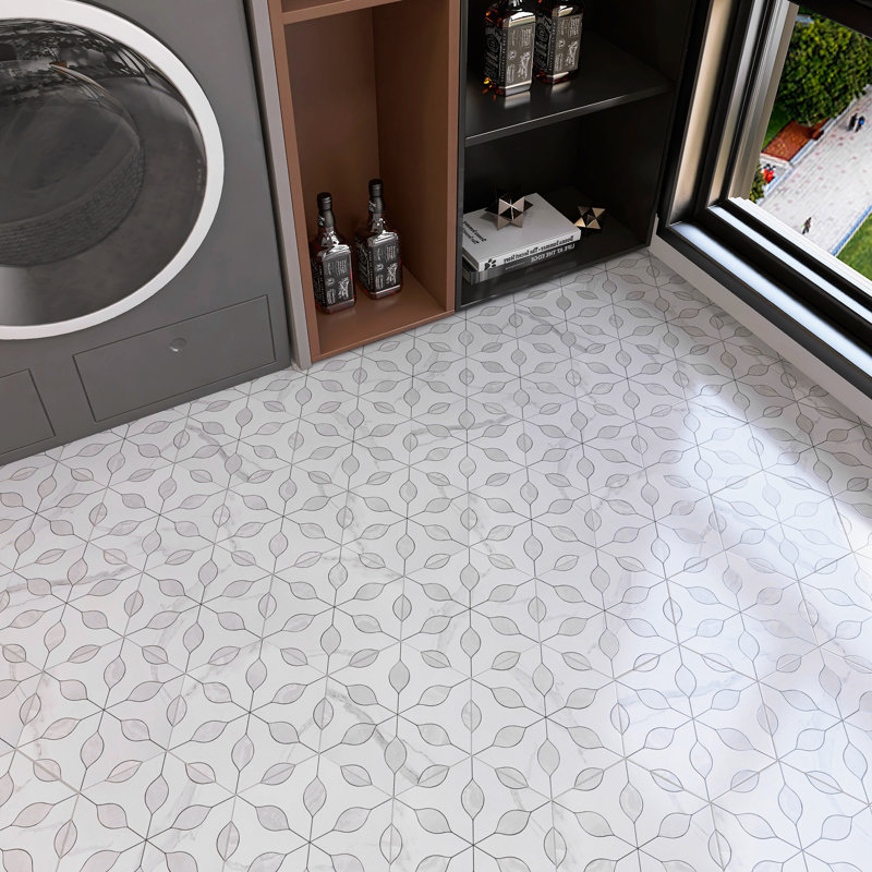 Alicante  Hexagon 7.88 In. X 9.45 In. Matte Porcelain Floor And Wall Tile, Perla White