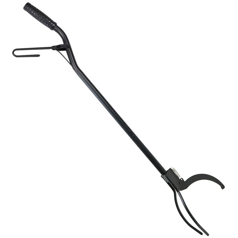  Black Steel Spring-Loaded Log Grabber Tongs