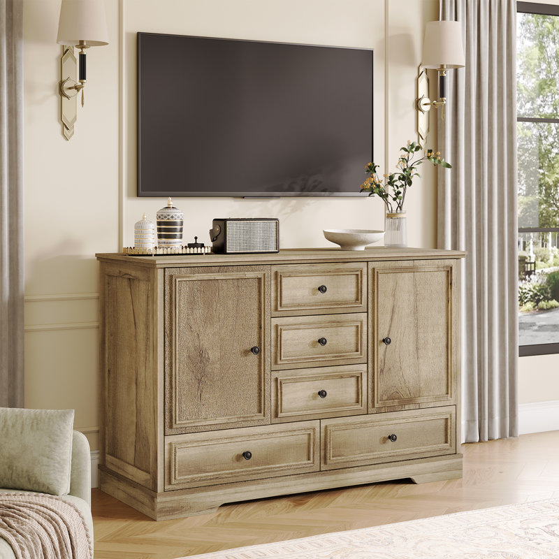 Commode 5 tiroirs pour chambre à coucher, commode en bois robuste et moderne, armoire de rangement spacieuse pour vêtements et accessoires