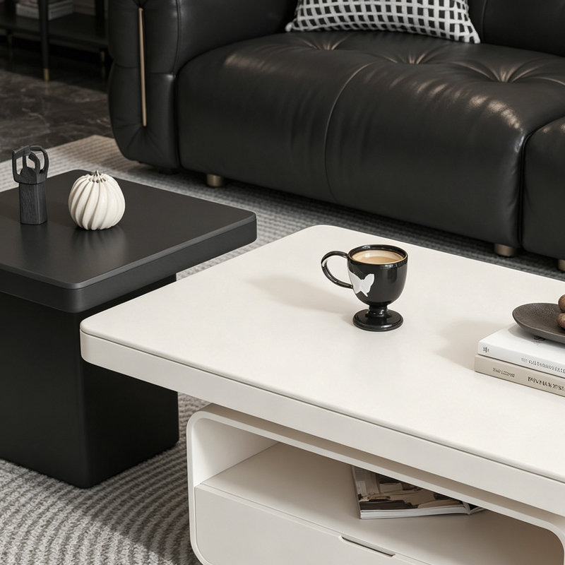 Ensemble de tables basses Living Room, White, 16.53" H x 43.3" W x 23.62" D