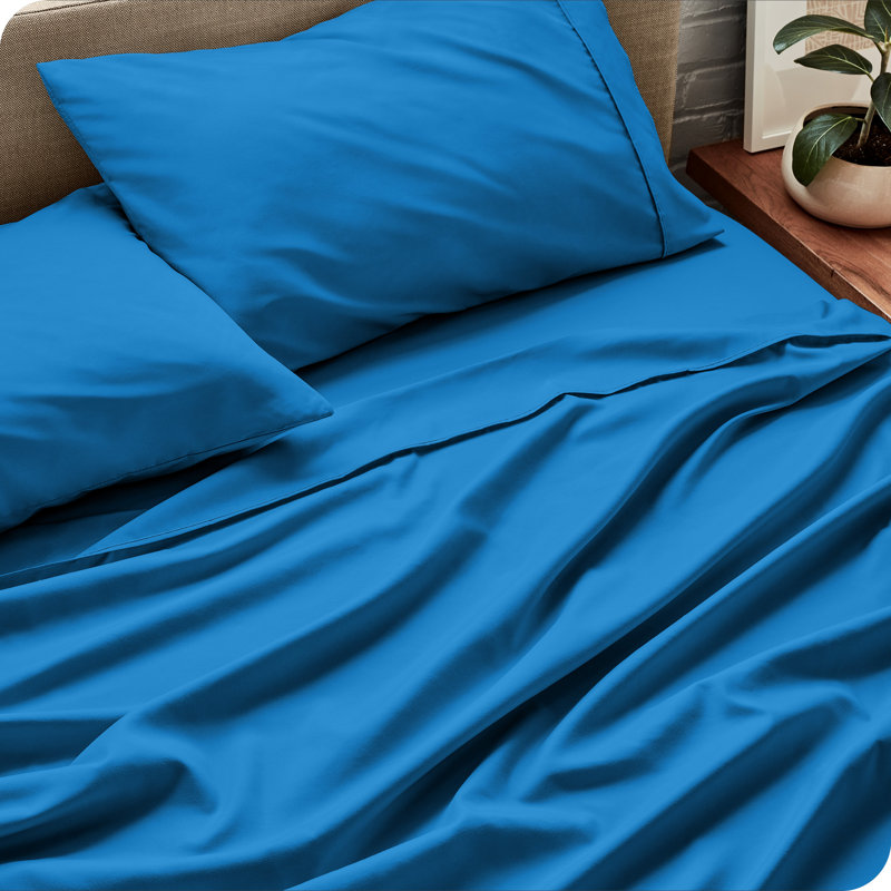 Bare Home Ultra-Soft Microfiber Sheet Set, Queen Sheet Set + 1 Fitted Sheet + 2 Pillowcases, Medium Blue