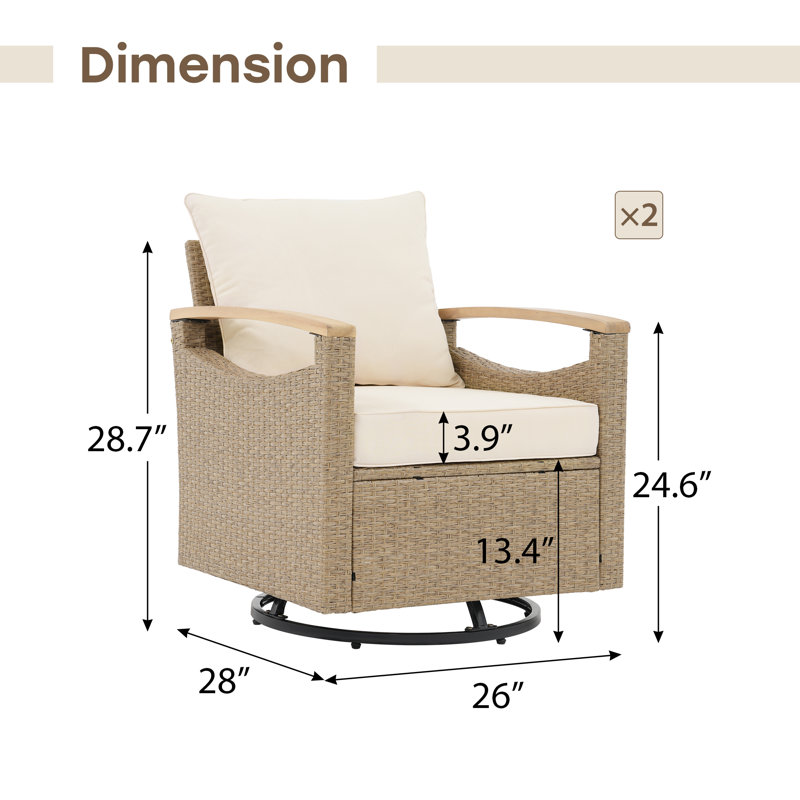 Outdoor Rattan Swivel Chairs With Cushions