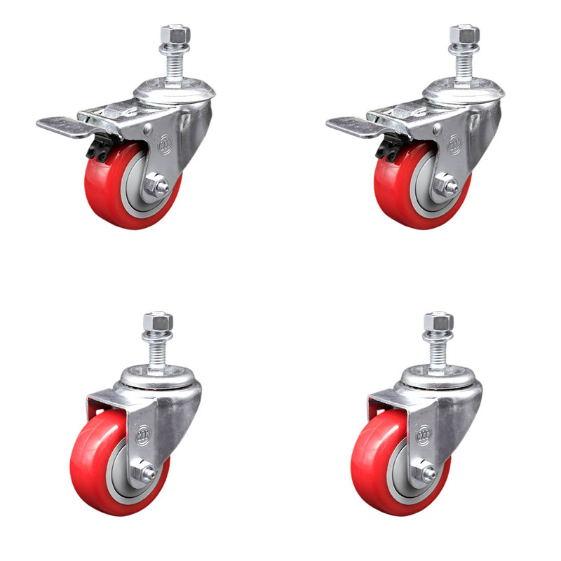 Jeu de roulettes pivotantes en polyuréthane 12mm