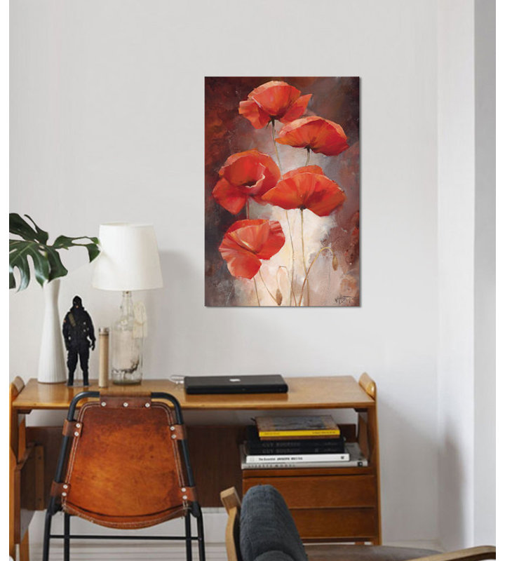 «Poppy Bouquet I», reproduction sur toile, H 26 po x l 18 po x P 1,5 po, Toile tendue, Pas de tapis