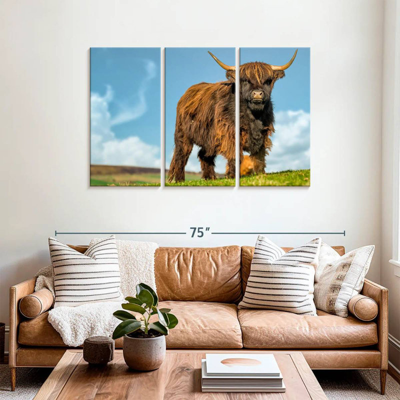 Brampt Dark Haired Highland Cow, 36" H x 57" W