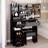 37" Middle Left Drawer Desktop Vanity Table + Cushioned Stool, Extra Large Right Sliding Mirror-114233131