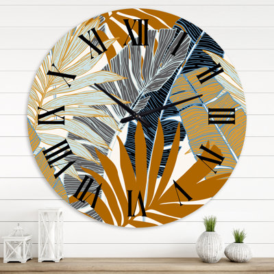 Abstrait palmier d'été tropical et feuilles de bananier - horloge murale moderne