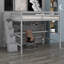 Lit mezzanine contemporain avec bureau, tablettes et escalier de rangement