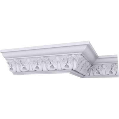 Endurathane Legacy Acanthus Leaf Crown Moulding, 3 1/8"H x 3 1/2"P x 4 3/4"F x 94 1/2"L, Factory Primed