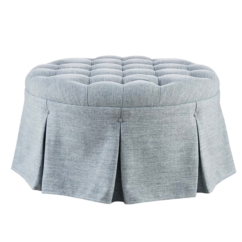 32" Cocktail , Skirted Design, Plastic Legs, 3.5" Cushion Thickness, 32.7" Package With Covering - Graceful Pleat Look, Seat Pad, Easy Leg Assembly Technique, 300Lbs Weight Capacity