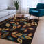 Tapis moderne en laine touffeté à la main brun, orange, rouge et bleu Ailey