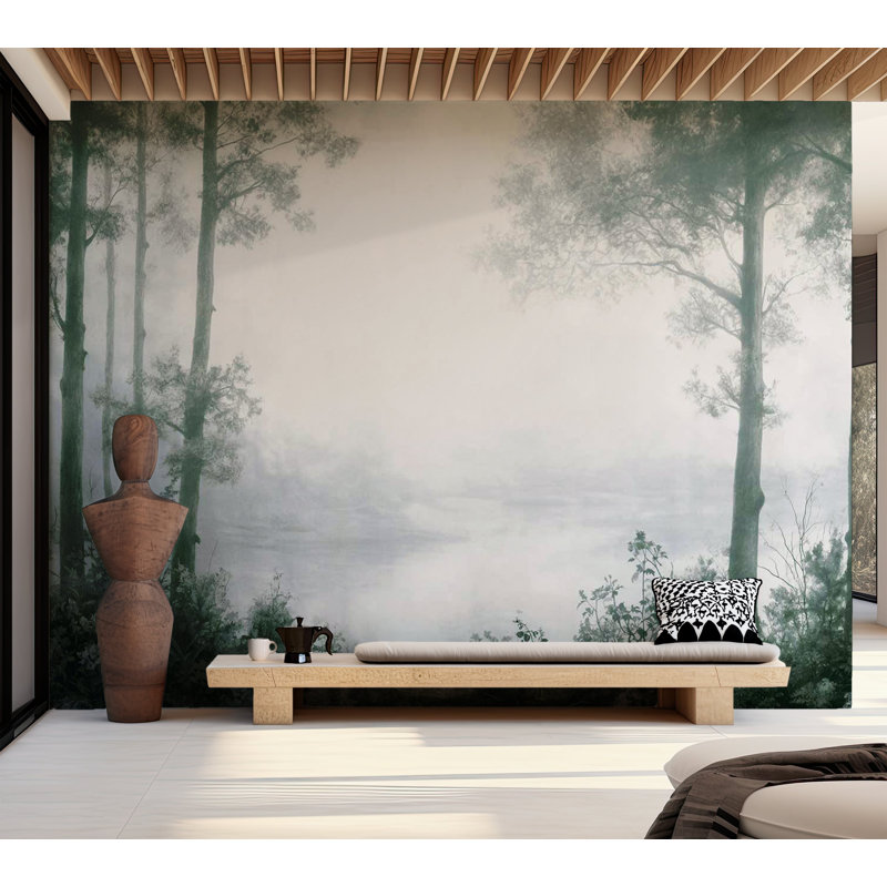 Murale paysage pelez et collez - arbres et étang Grove, L 41 po x l 57 po