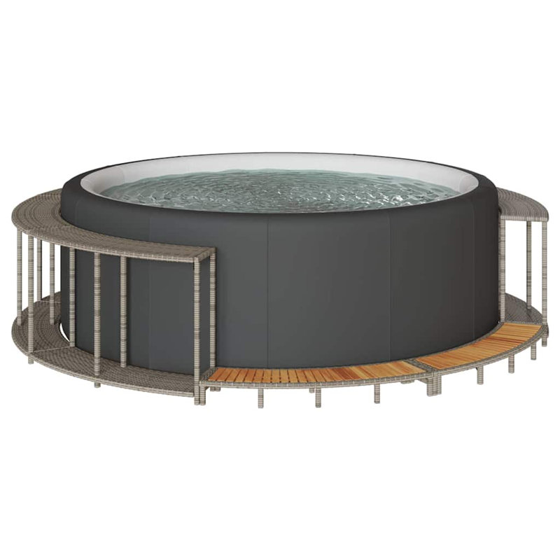 Vidaxl Hot Tub Surround Poly Rattan Hot Tub Surround Round Modern, Gray