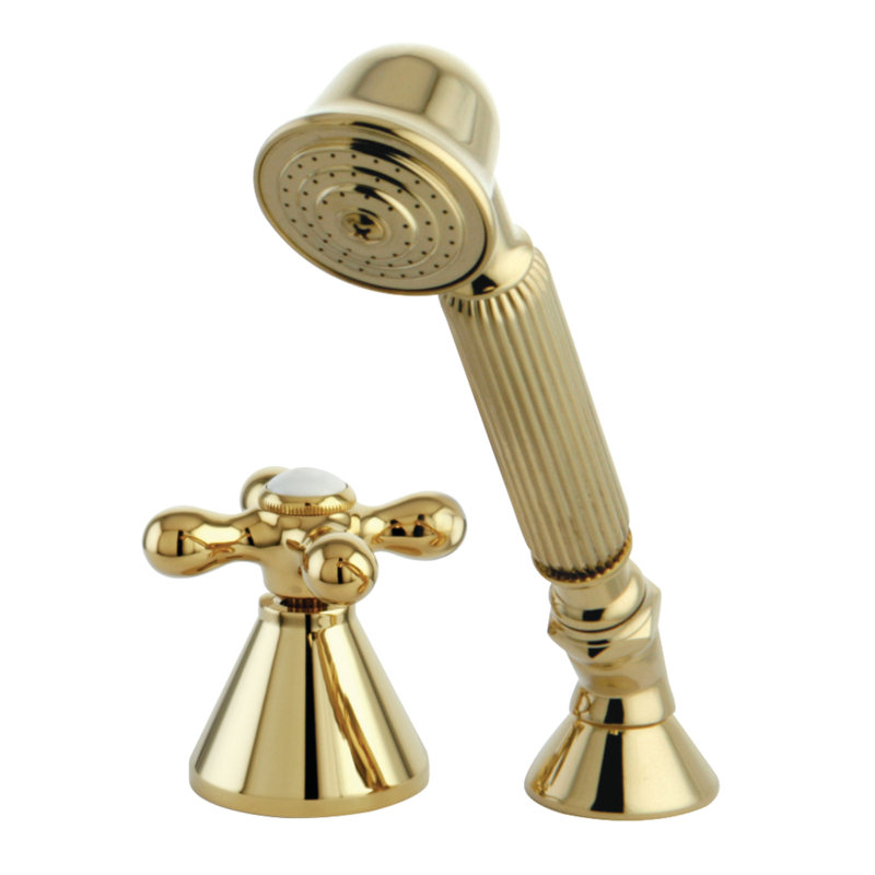 Kingston Brass Deck Mount Hand Shower with Diverter for Roman Tub Faucet, Polished Brass