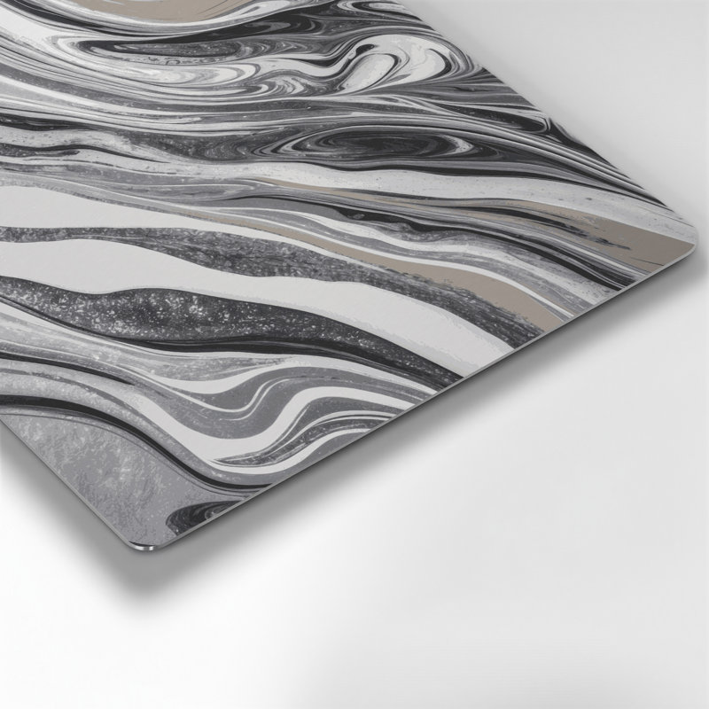 Abstrait fluide, art mural gris en métal 95, H 12 po x l 12 po