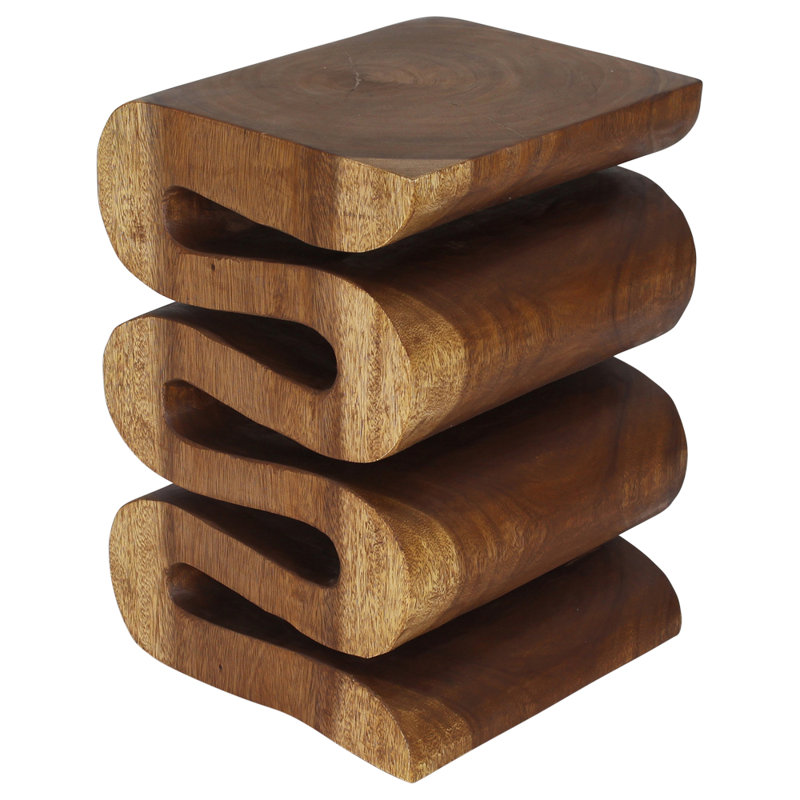Raechell Solid Wood End Table, 20"H x 14"W x 14"D, Brown Wood