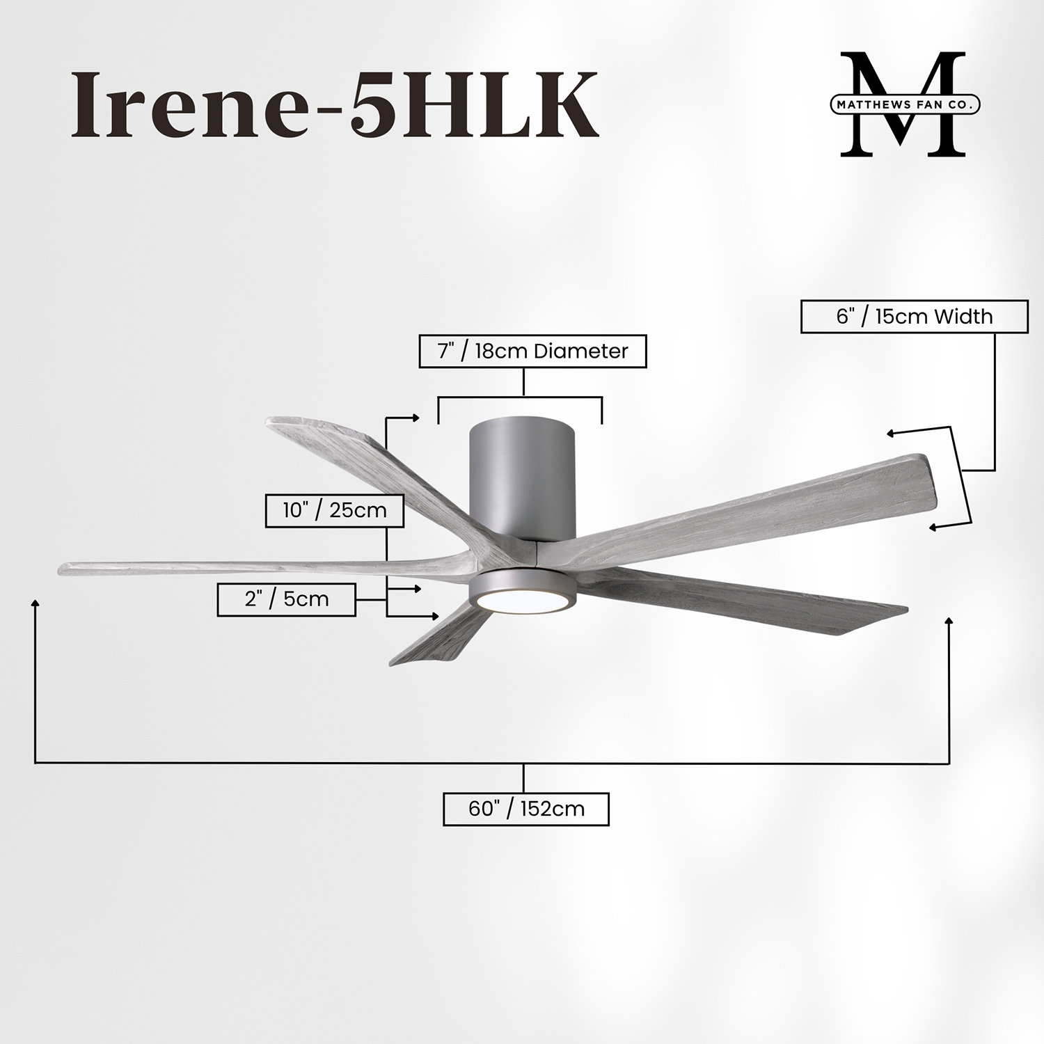 Irene Ceiling Fan with LED Light Kit, Brushed Nickel, Barn Wood Tone, 60"