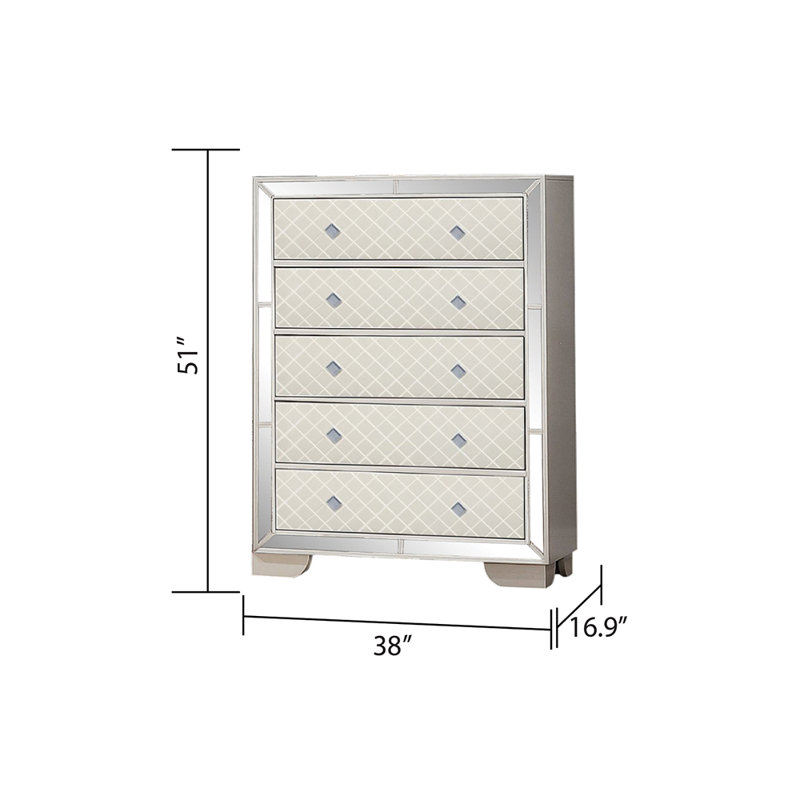 Ensemble de chambre à coucher à panneau 5 pièces Beaman, Beige, Grand