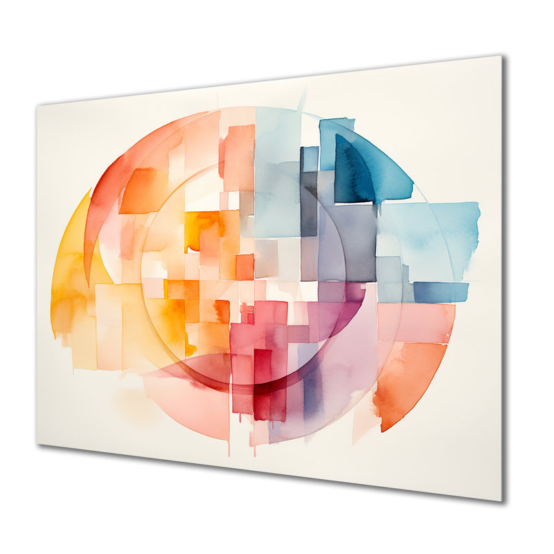 «Pastel Color Geometric Ink Collage II», art mural géométrique en métal MT137599, H 24 po x l 32 po x P 1 po
