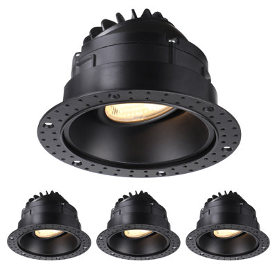 Luminaire encastré rond à cardan de 5 pouces à DEL sans abat-jour 5Cct, plafonnier sans abat-jour de 15 W avec boîte en J, noir