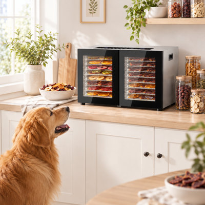 20 Trays Dual Chamber Food Dehydrator, ETL Certified, Dry Different Foods At Once No Flavor Cross Contamination