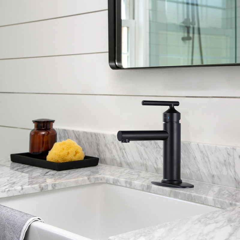 Centerset Single-handle Bathroom Faucet with Drain Assembly, Matte Black