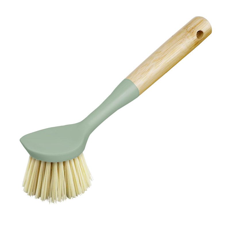 Brosse à vaisselle en bambou avec grattoir, Vert