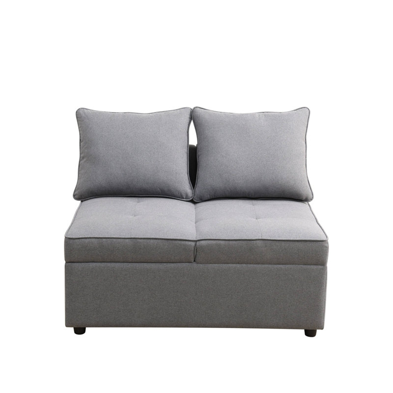 Clevette Convertible Storage Sofa with Adjustable Seat Cushions - Dual Function Single/Double Sofa in Elegant Linen Fabric for Small Spaces