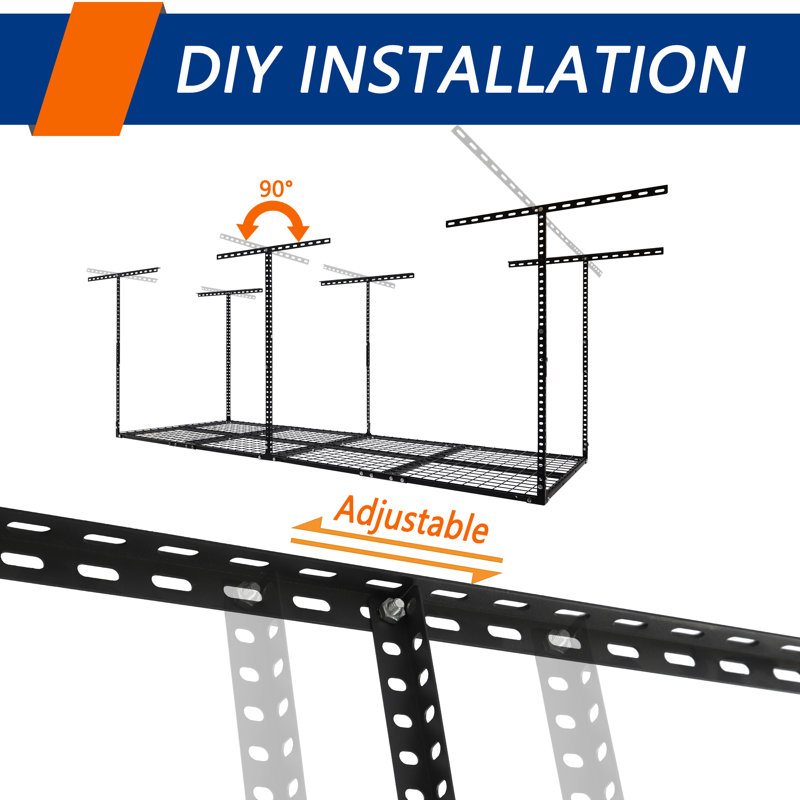 Elevated Garage Storage Racks,adjustable Ceiling Storage Racks,600 Lb.load Capacity.