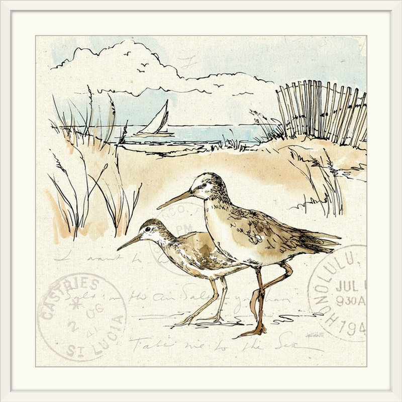 « ix pi anne tavoletti », impression Coastal Breeze, Cadre blanc, H 38 po x l 38 po x P 1 po