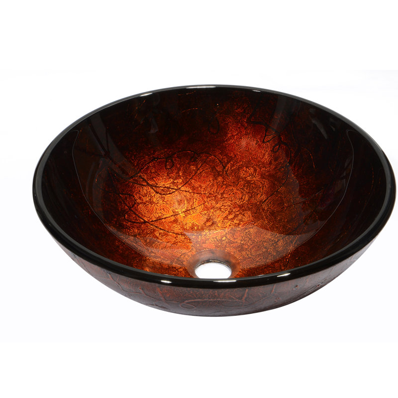 Dawn USA 16.25'' Fiery Brown Tempered Glass Circular Bathroom Sink