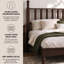 Lit plateforme de style ferme, taille simple, avec tête de lit artistique et sommier à lattes en bois. Montage facile, sans sommier tapissier. Finition noyer.-244602909-244602910