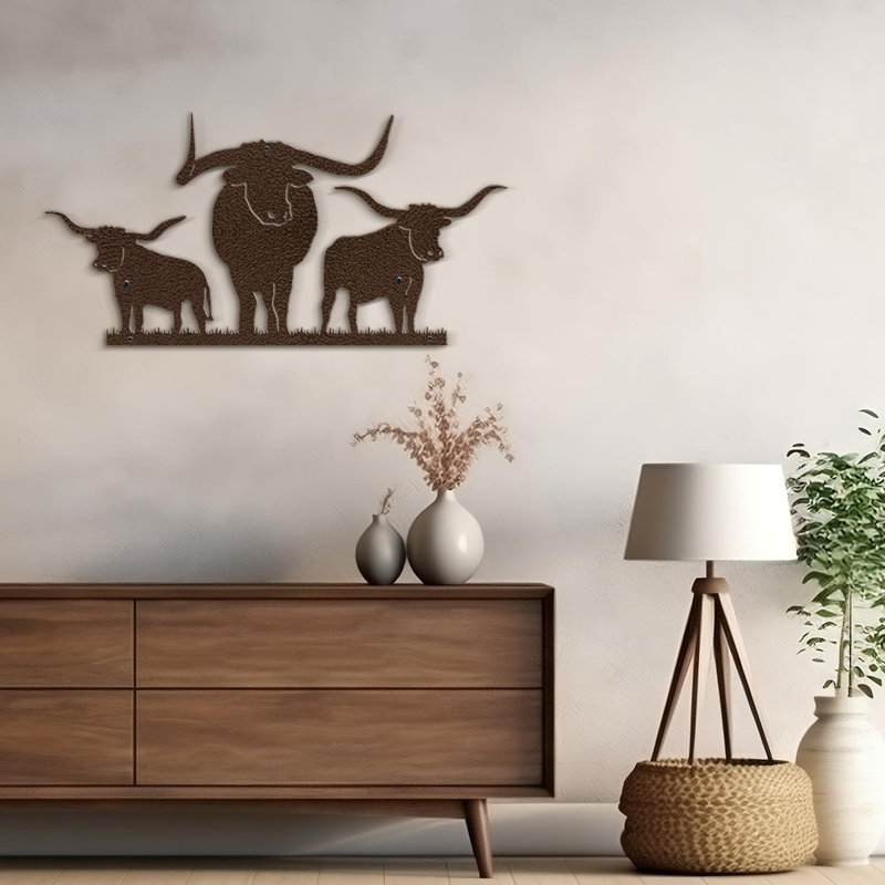 Décoration murale en métal, Bronze, H 18 po x l 36 po x P 0,05 po