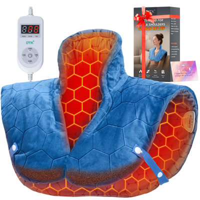 Utk 30s Fast Heating Pad For Neck And Shoulders And Back, 6x Deeper Far Infrared Pain Relief, 8 Heat Settings Max 159℉, 4h Auto Off, Memory Function, Adjustable Strap, Mothers Gifts Women 24"x 20"